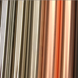 Chrome plated tube sample in different finishes, rose to silver
