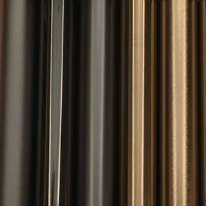 Stainless steel, PVD coated, color black to brown finished sample