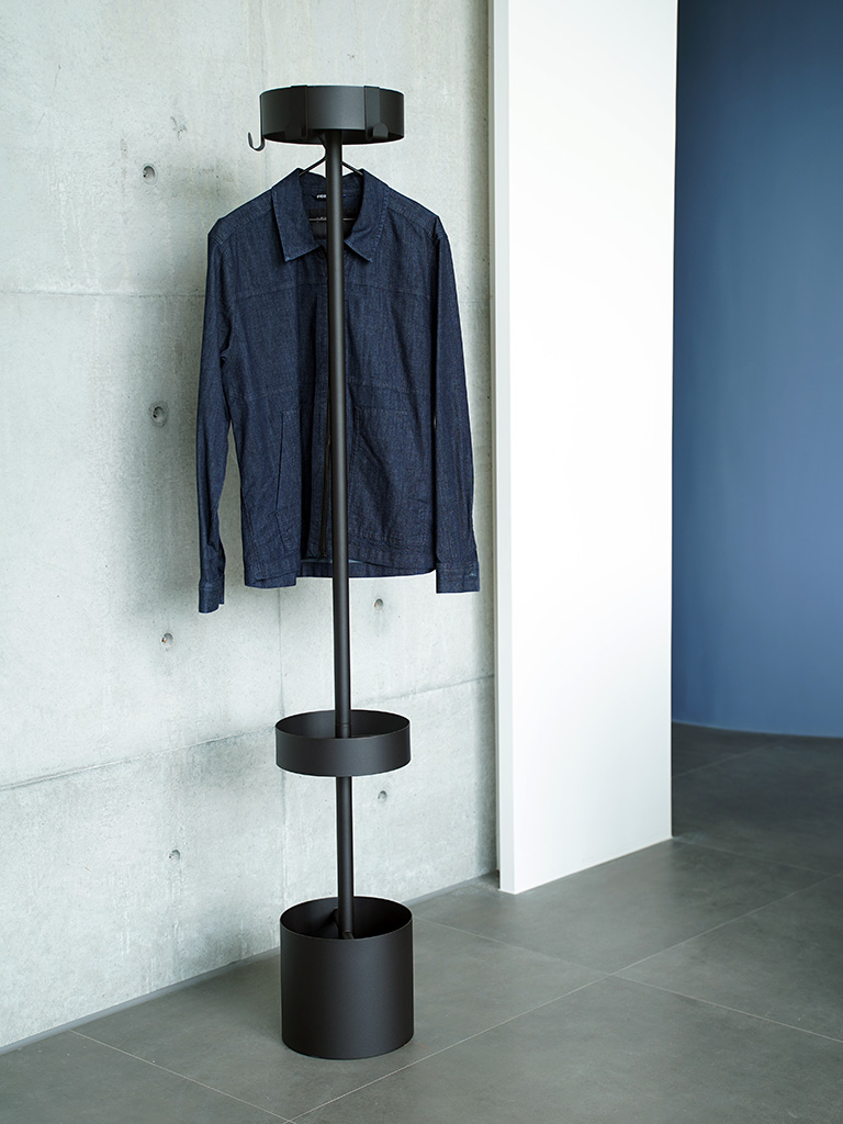 Welded metal coat rack with umbrella holder for office